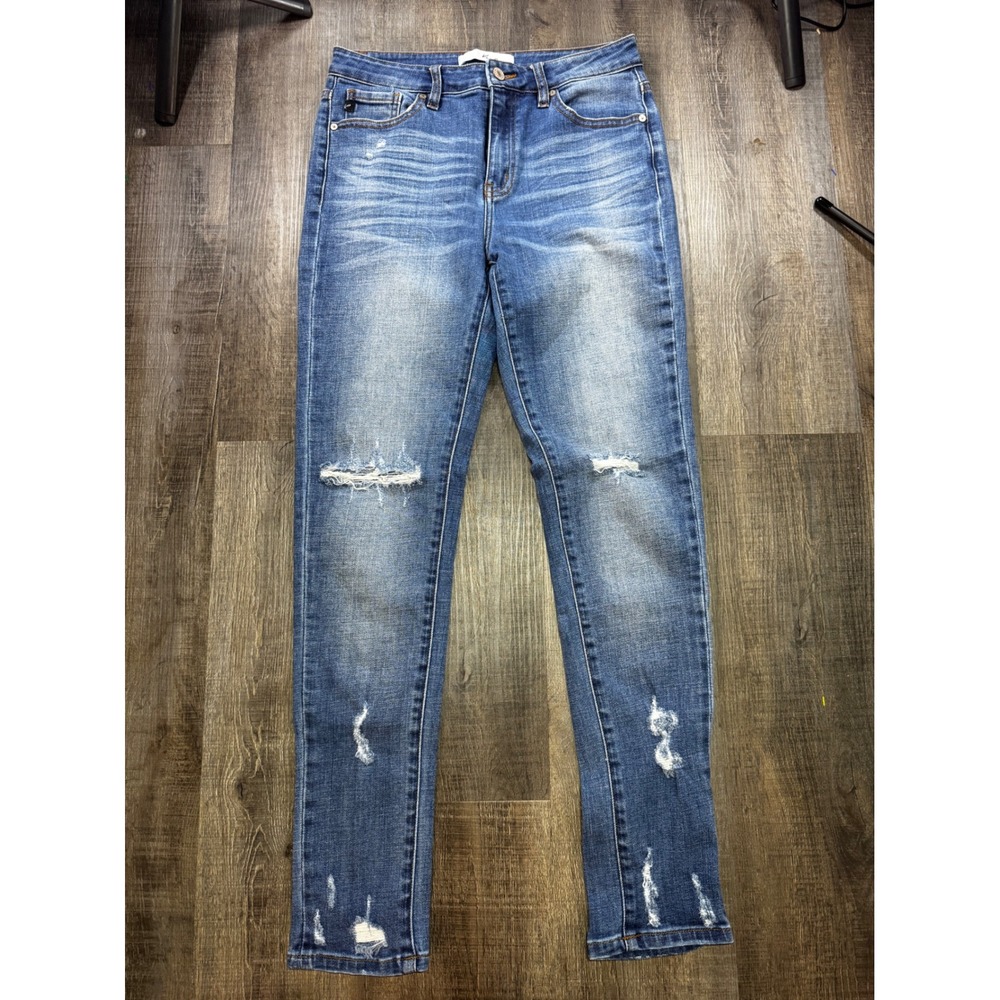 KanCan KC7295M Distressed Skinny Jeans Medium Wash Denim Womens 7/27‎